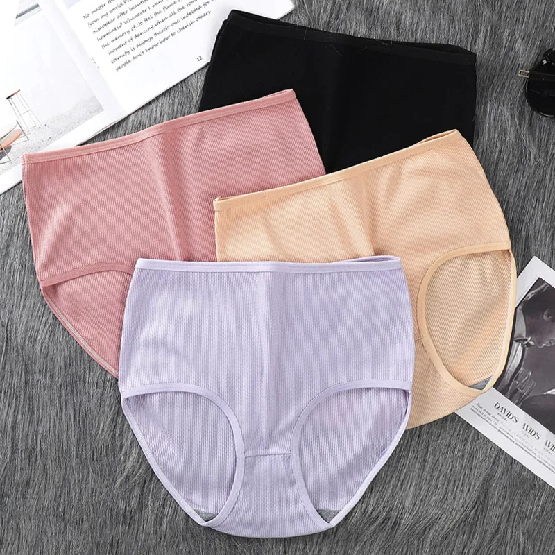 Plus Size Panties for Women Underwear Solid Color Briefs High-Rise Safety Pants Female Lingerie Seamless Comfortable Underpants