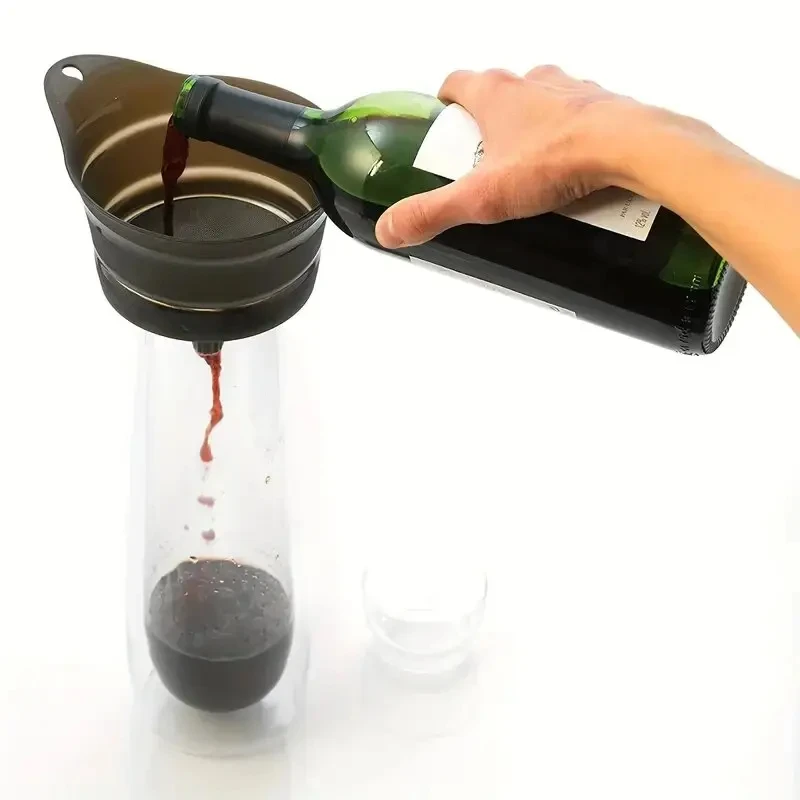 1pc Kitchen Red Cup Wine Strainer Filter Tool Collapsible Style Kitchen Juice Basket Red Wine Jam Filter