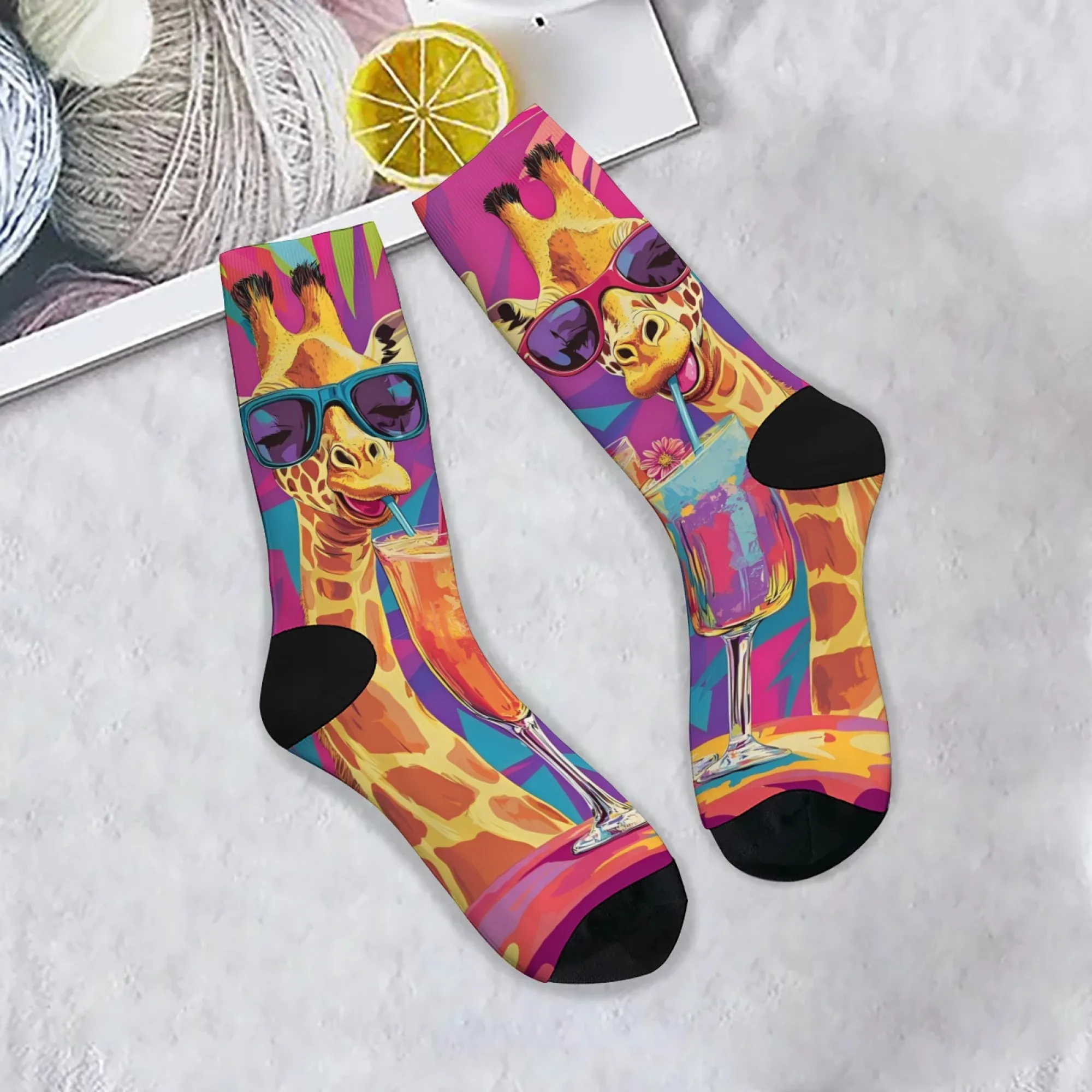 Men's Giraffe Print Casual Socks - Comfortable, Breathable, Non-Slip Fashion Accessories
