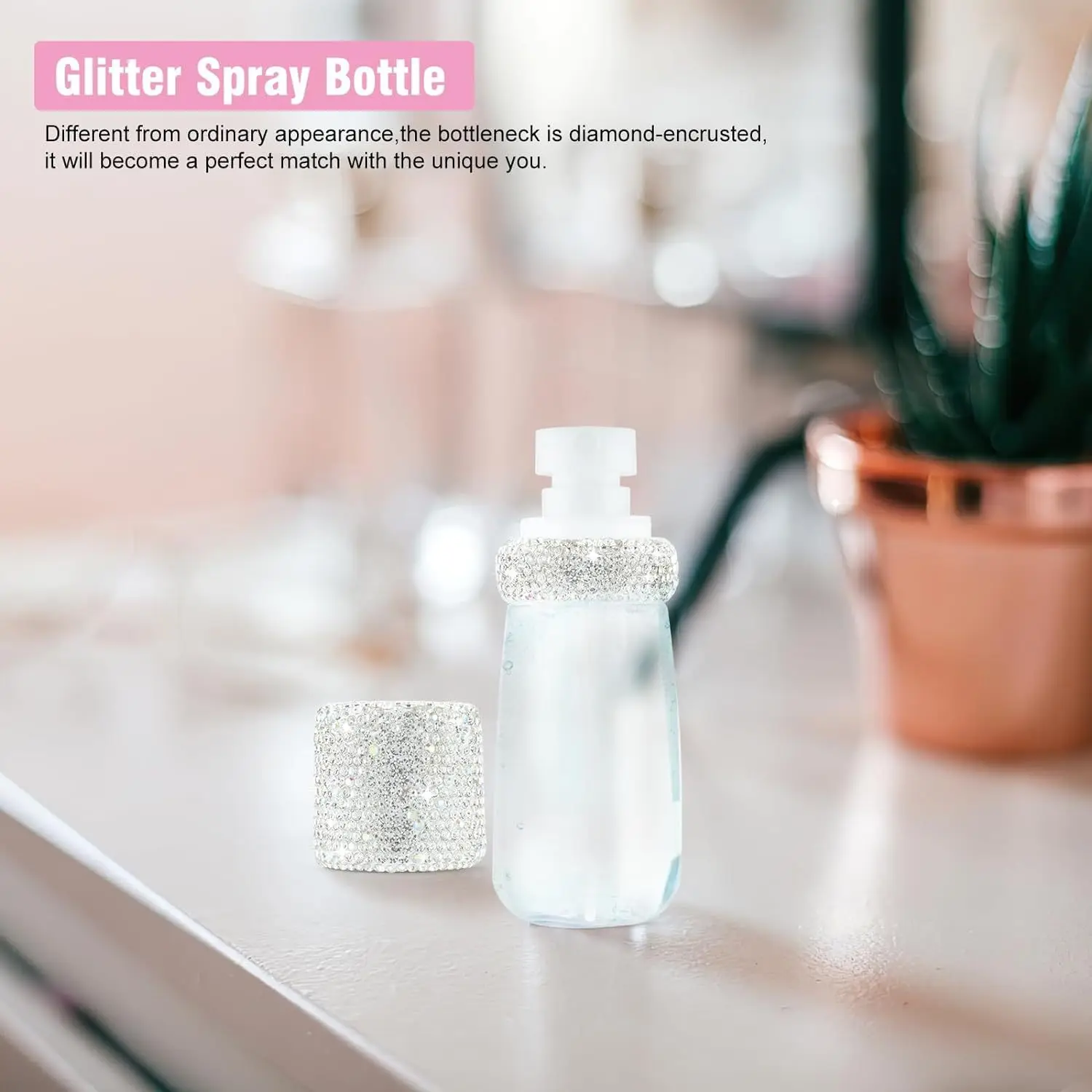 Bling Diamond Spray Bottle Travel Mini Spray Bottles Refillable Fine Mist Cosmetic Liquid Container for Perfume Essential Oils