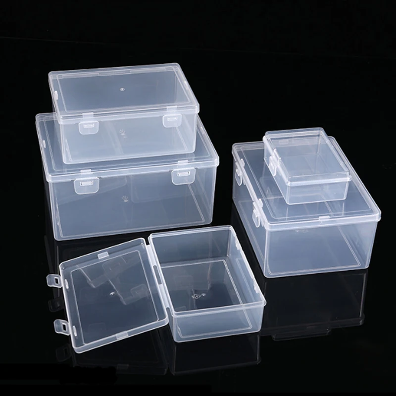 plastic storage box Transparent Plastic Simple Rectangular Box With Lid Plastic Flip Lid Storage Box For Pills Household Storage Organizer Case