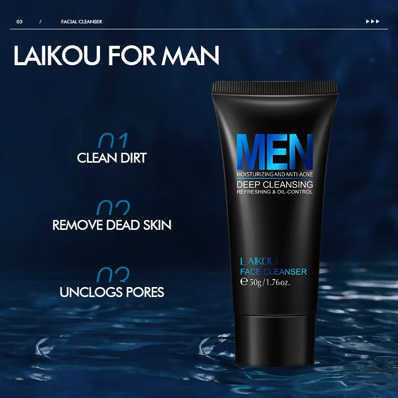 Men Facial Cleanser Face Wash Moisturizing Man Skin Care Oil Control Blackhead Remove Scrub Cosmetics Deep Norishing 50g - Image 2