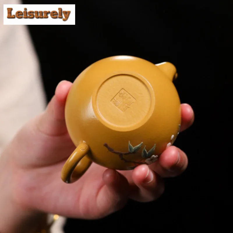 120ml Vintage Yixing Purple Clay Teapots Handmade Pot Raw Ore Gold Zhu Mud Tea Infuser Kettle With Filter Zisha Tea Set For Tea