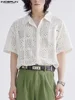 Fashion Casual Style New Men's Tops INCERUN Hollow Lace Pane Flower Printed Blouse Male Knitted Short-sleeved Shirts S-5XL 2023 2