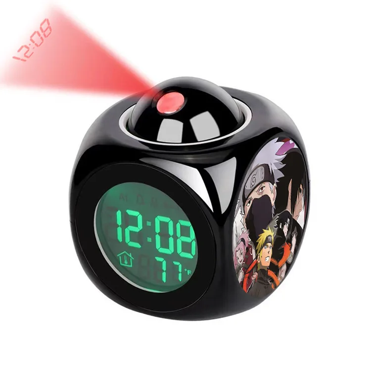 

Naruto Alarm Clock Hatake Kakashi Uchiha Sasuke Creative Ornament Desk Clock Multifunctional LED Projection Alarm Clock Kid Gift