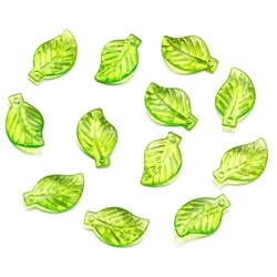 Set of Green Acrylic Leaf Charms for Jewelry Making and Crafts (20pcs Style 12)