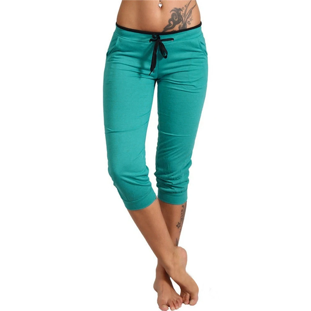 Women Joggers 3/4 Pants Casual Elastic 