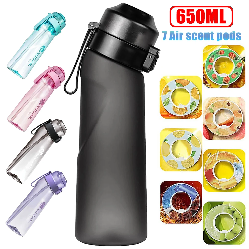 650ml Air Flavored Water Bottle 7 Air Fruit Scent Pods for Sports Up Water  Bottle Outdoor Fitness Sport Water Cup with Straw