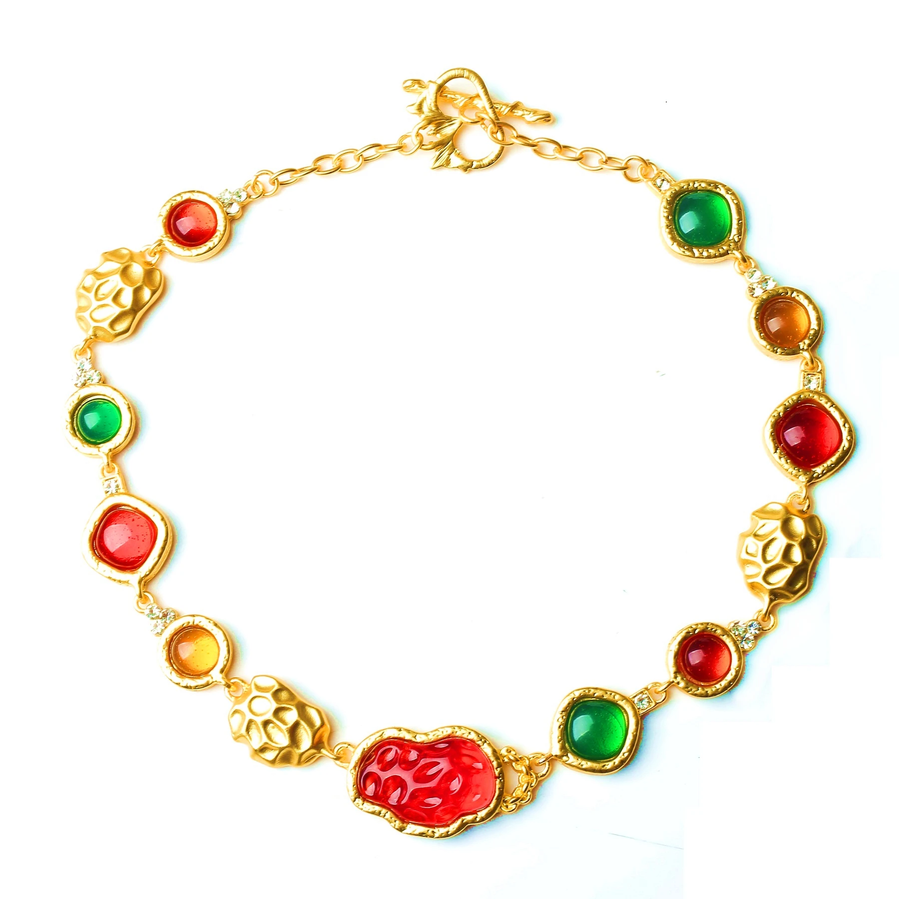 

Geometrical Fashion Vintage Melt & Poured Colored Choker Necklace for Women Alien Jewelry