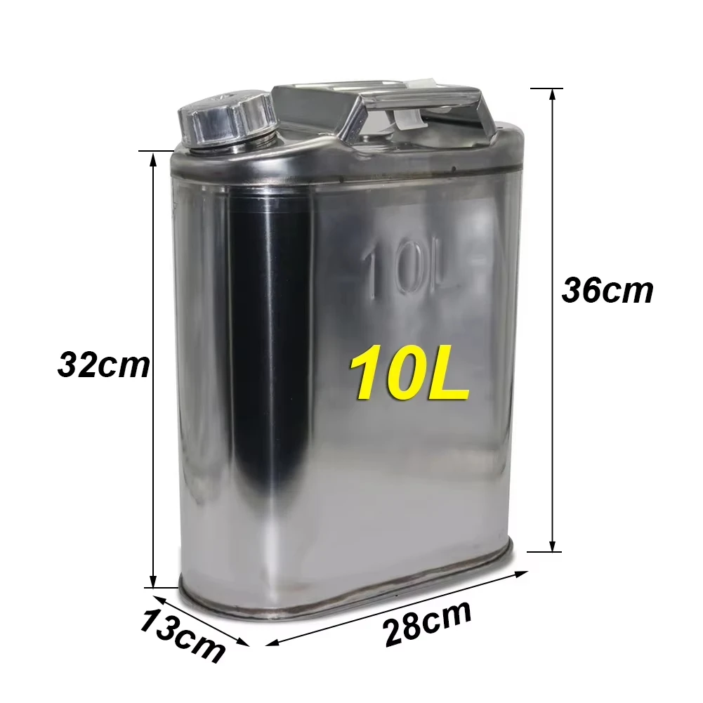 10L Stainless steel oil drum Gasoline tank Diesel drum Car spare fuel tank Car mounted oil RV Accessories