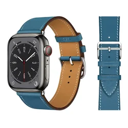 Premium Genuine Leather Watch Strap - Elegant and Versatile Wristband Bracelet for S11 - 10 - 46mm 44 - 45 - 49 (Peacock blue)
