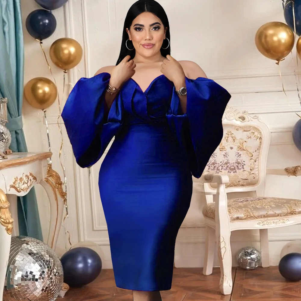 

S-3XL Sexy Wipe Chest Bubble Sleeve High Fanny Pack Buttock Large Size Slim Women's Dress Birthday Dress for Women Evening Dress