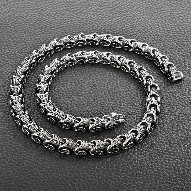 

11mm Punk Retro Gothic Viking Dragon Necklace Bracelet Men Hiphop Black Stainless Steel Bike Biker Link Chain Necklaces Jewelry