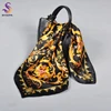 [BYSIFA] Black Gold Small Square Scarves Printed Women Fashion Luxury 100% Natural Silk Scarf Elegant Ladies Neck Scarf 53*53 1