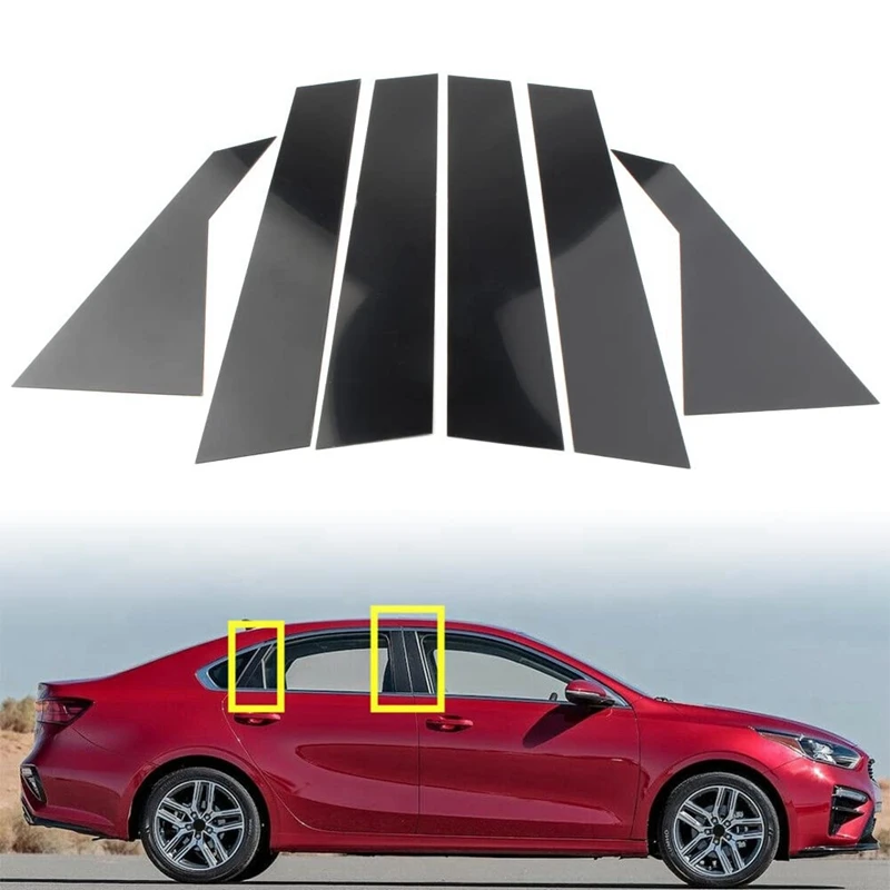Car Pillar Posts Door Window Trim Moldings Anti Scratch Stickers For KIA Forte K3-Spare Parts Glossy Black
