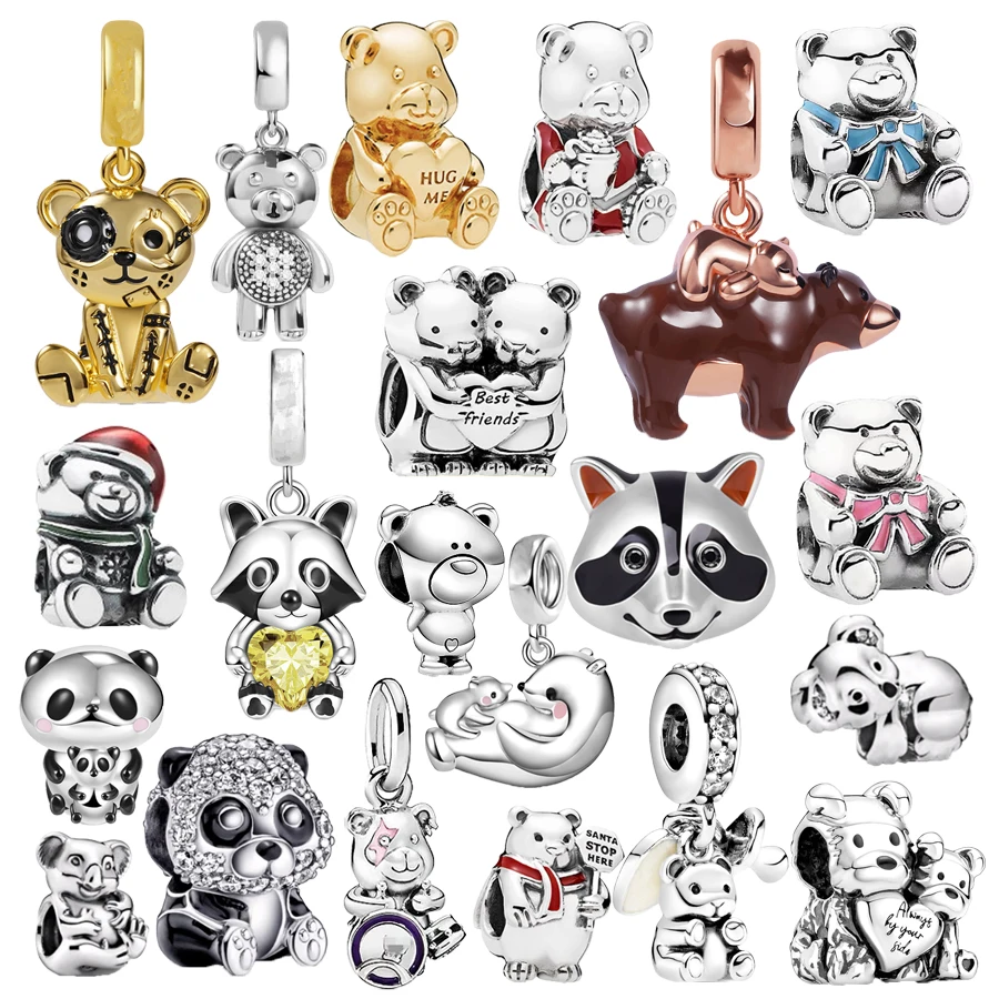 Steampunk Bear Raccoon Charm Bead Fit 925 Sterling Silver Bracelet DIY Jewelry