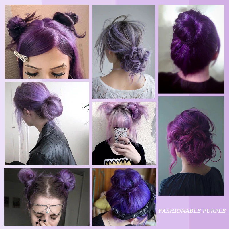 Purple Messy Hair Bun Extensions Wig Synthetic Curly Bun Hairpiece Updo Hair with Elastic Hair Band for Women Daily&Party Use