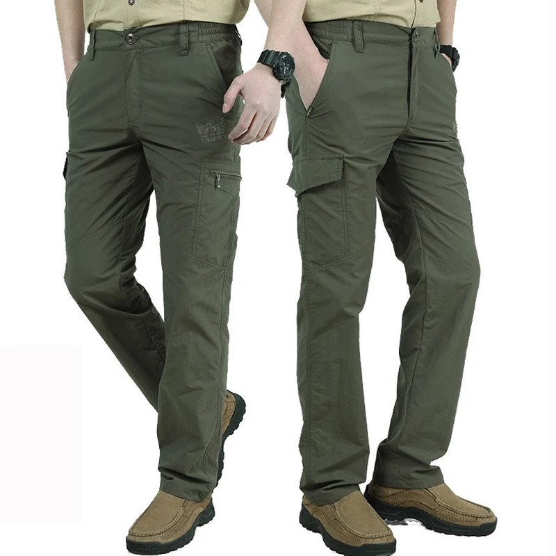 Men's Summer Hiking Pant Outdoor Quick-drying Lightweight Convertible Tactical Multi-Pockets Stretch Fishing Fit Cargo Pants Men hiking pants