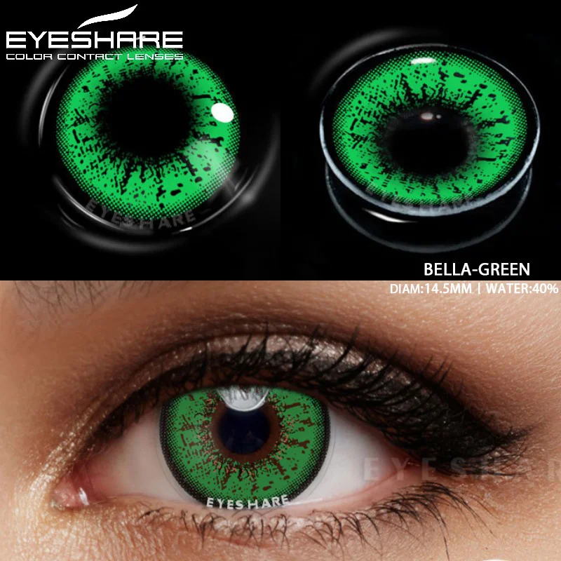 Vibrant Colored Contact Lenses for Cosplay and Beauty - Yellow, Red, Blue, and Green Options
