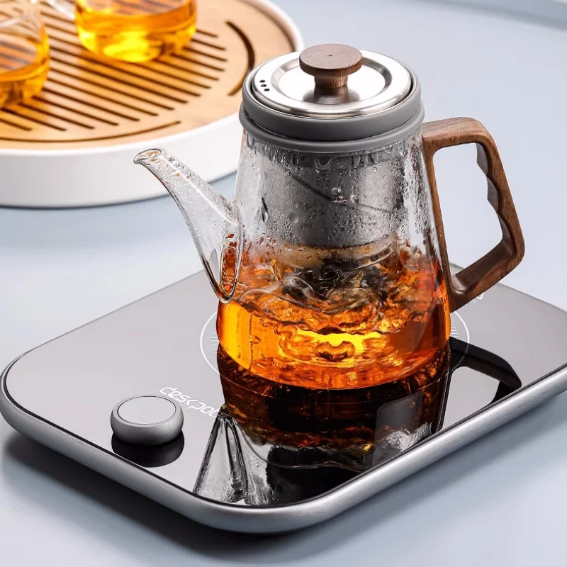 Top Pot Elegant Cup Tea Separation Lift Bubble Teapot Full Glass Office Electric Ceramic Stove Tea Maker Set Infuser Teaware