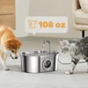 Stainless Steel Cat Fountain Automatic Pet Water Feeder Viewing Window Pet Water Dispenser Accessories Smart Cat Drinking Bowl 2