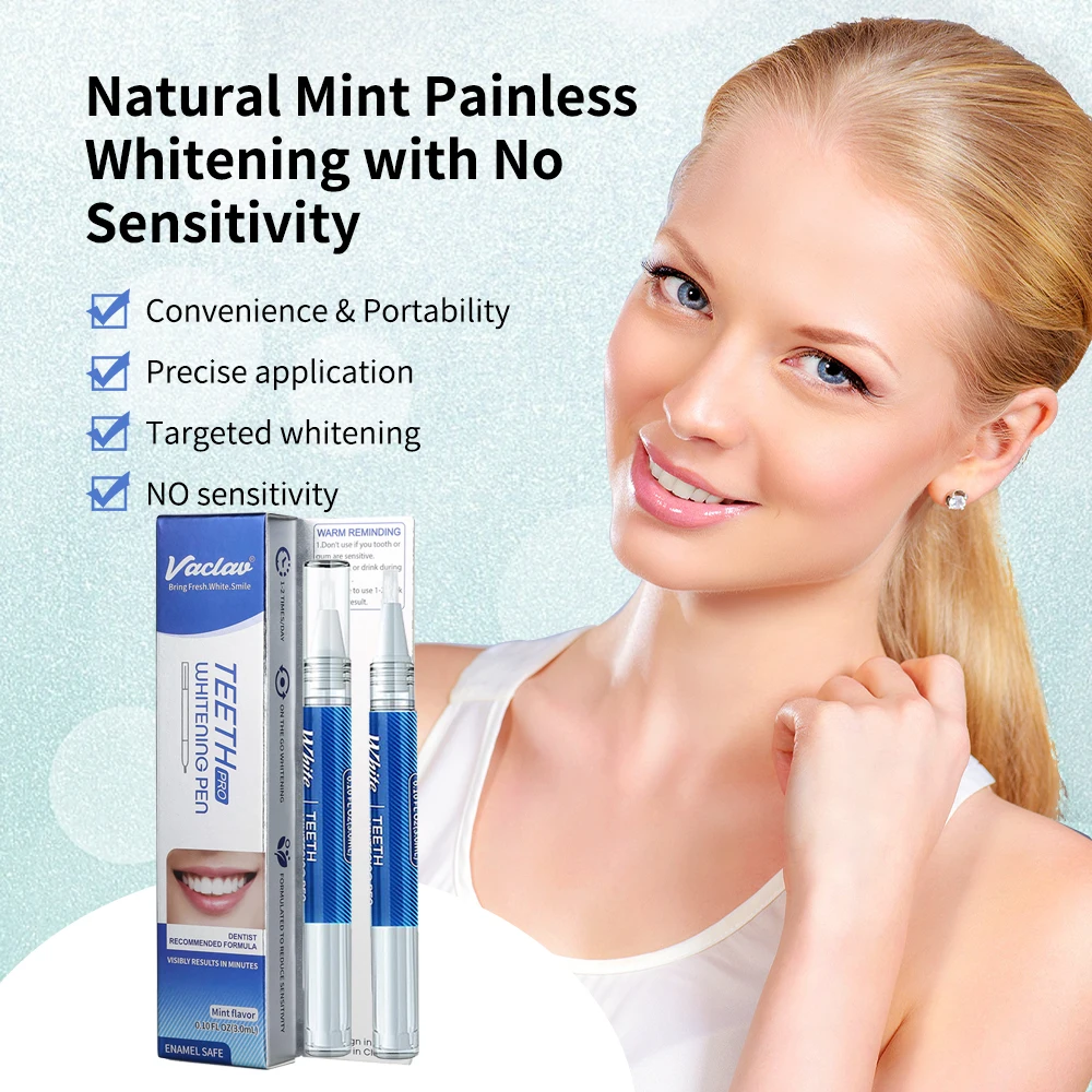 Vaclav Teeth Whitening Pen Tooth Whitening Gel Tooth Bleach Gel Whitener Remove Stains Oral Hygene