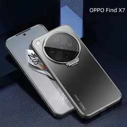 Advanced Metal Lens Camera Holder Case with Kickstand and Matte Protection for Find X7 Ultra (Black)
