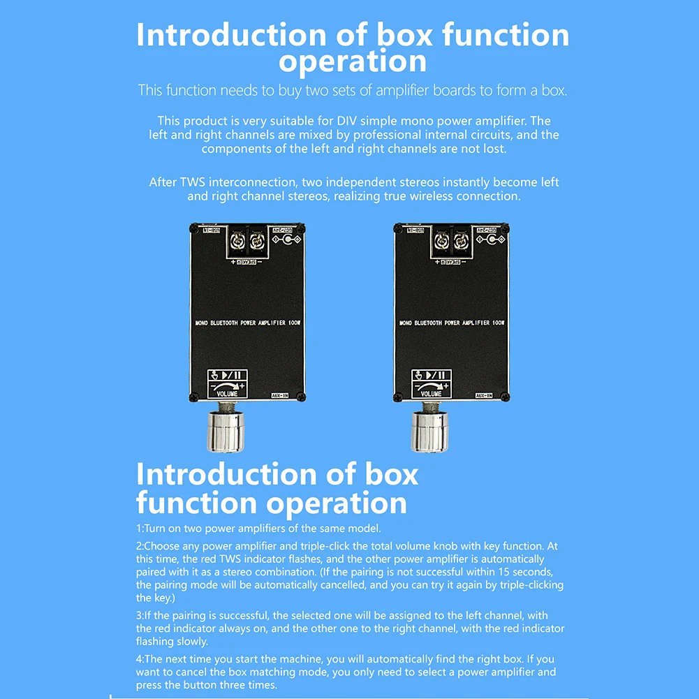ZK-1001B Mono 100W Audio Power Amplifier Module DC7V-24V TPA3116D2 Digital Power Amplifier Board with TWS Mode for Home Theater
