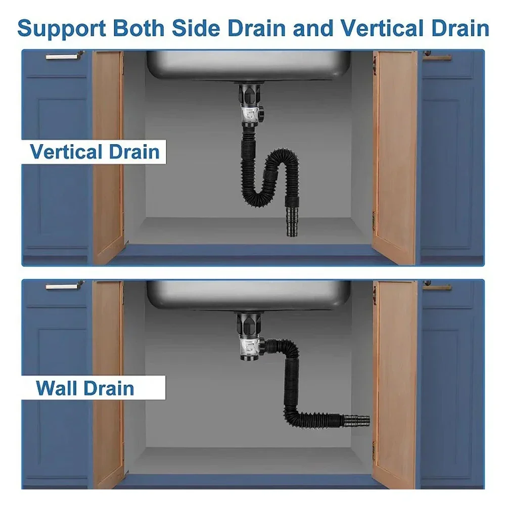 Sink Drain Pipe Upgrade Washbasin Drain Fitting Press Type Siphon With Odor-Proof And Anti-Insect Design Suitable For 40-50mm Sink Holes