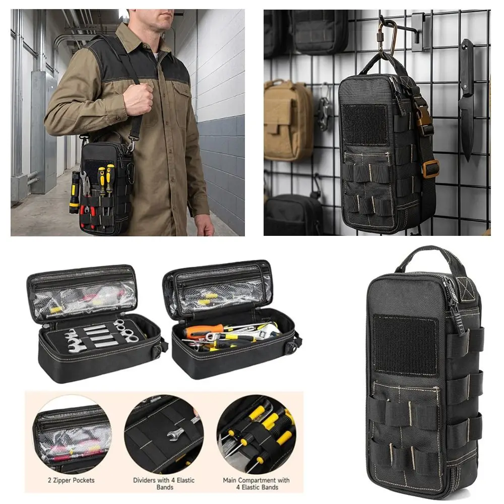 Kit di Attrezzi Portatile per Esterni con Picchetti da Terra, Borsa per Campeggio, Pratica Borsa Portaoggetti ad Alta Capacità per Accessori da Tenda - immagine 3