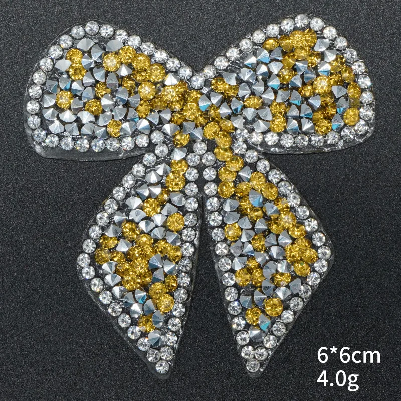 Lot de 5 écussons décoratifs en forme de nœud en cristal à coudre pour
