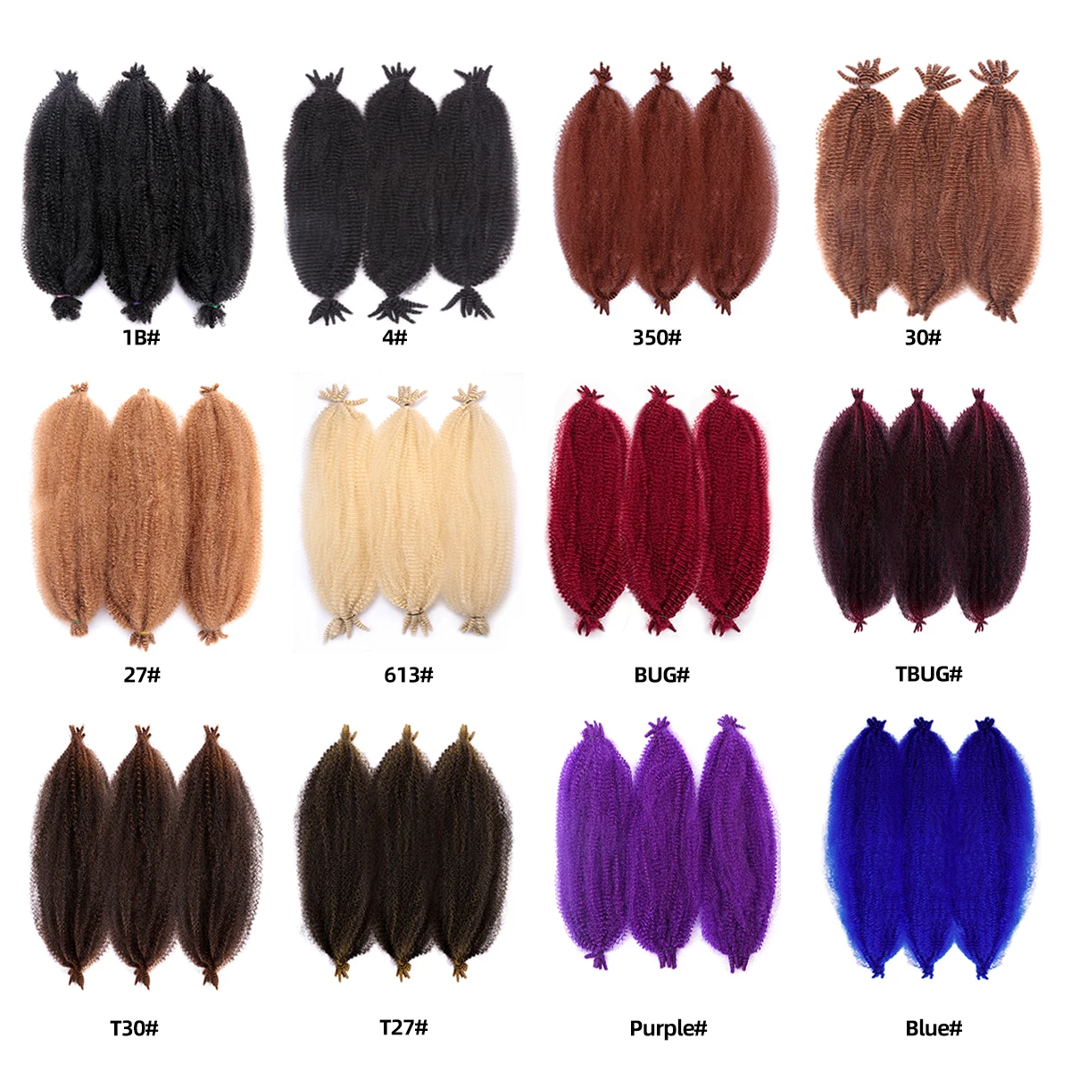 Afro Spring Twist Crochet Hair Pre-Separated Marley Braids Hair Extensions for Women synthetic Braids Afro Twist Braiding Hair 3