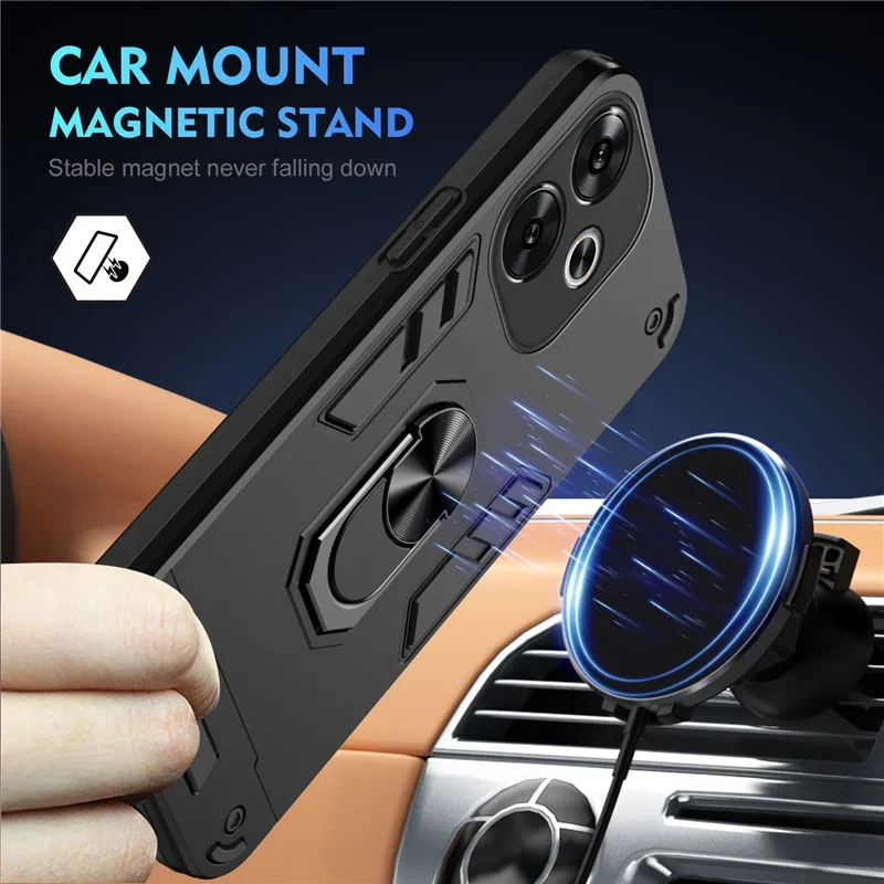 Magnetic Bracket Phone Holder Case with Bumper Back Cover