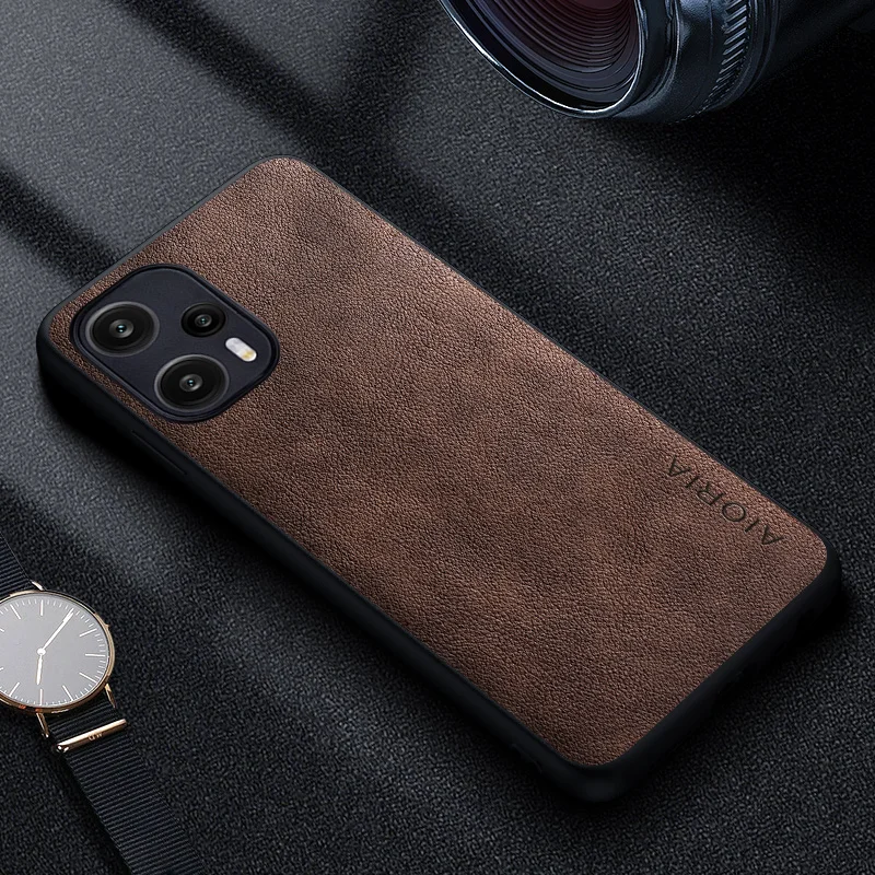 Premium Luxury Leather Business Phone Case - Retro Solid Color Cover