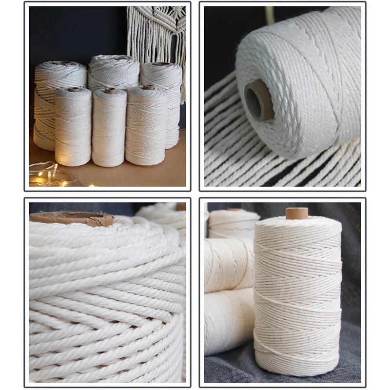 Macrame Cord Cotton Macrame Rope Craft Cord for DIY Crafts Knitting Plant Hangers Christmas Wedding 1/2/3/4/5/6 109/218Yards macrame cord