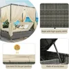 Outdoor Patio Wicker Sunbed Daybed with Canopy, Overhead Curtains, Cushions, Lounge Chairs with Adjustable Seats for Backyard 5