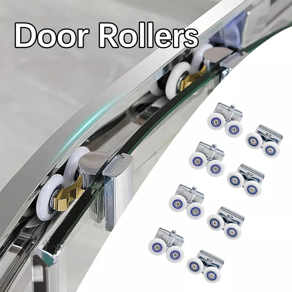 8Pcs 23mm Shower Door Rollers ABS Double-Wheel Sliding Shower Door Roller Bearing Wheel Runners Pulleys Replacement