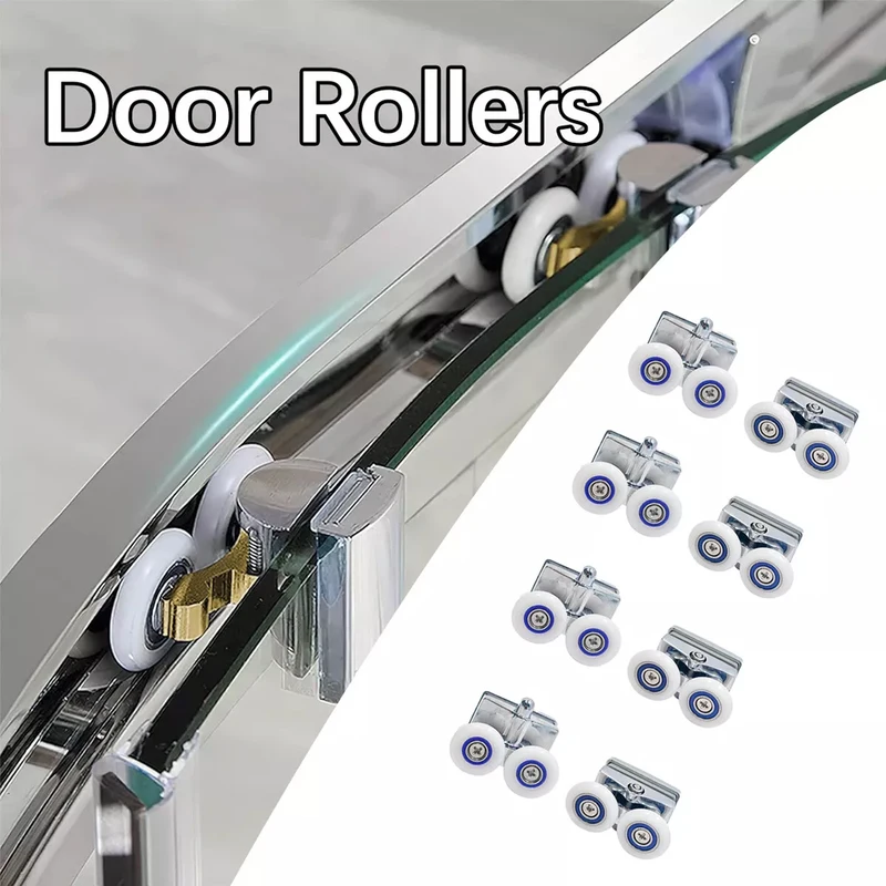 8Pcs 23mm Shower Door Rollers ABS Double-Wheel Sliding Shower Door Roller Bearing Wheel Runners Pulleys Replacement
