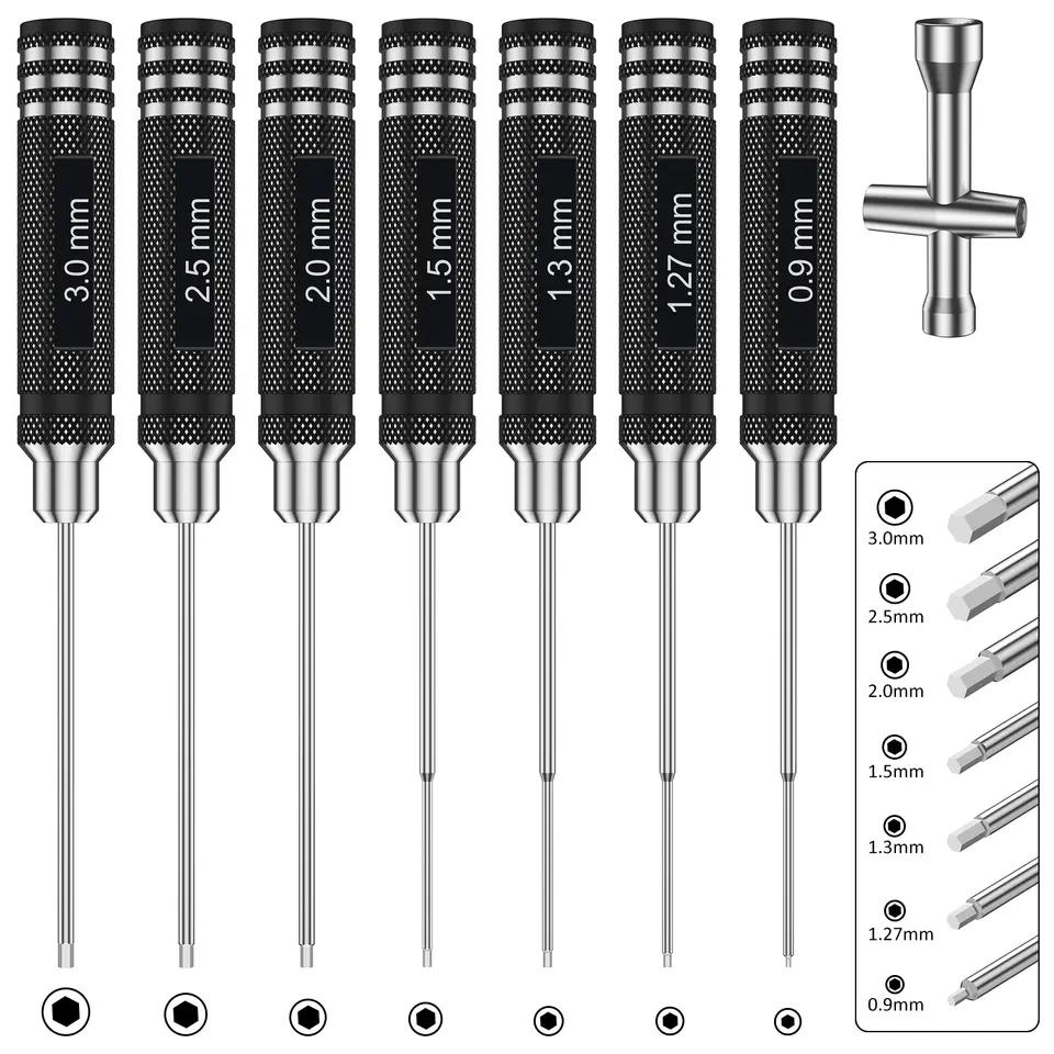 RC Hex Screwdriver Set Allen Driver Hexagon Screwdriver RC Tools 0.9/1.27/1.3/1.5/2.0/2.5/3.0mm Heavy Duty Repair Tool for Model image 1