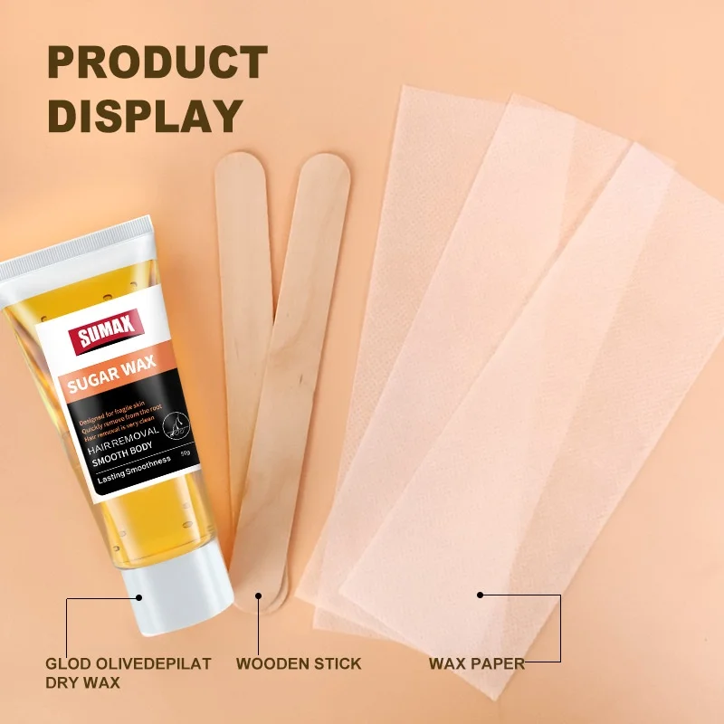 SUMAX Depilatory Wax Hair Removal Sugaring Cold Sugar 50g Kit Natural Painless For Arm Leg Facial Underarm Hair Removal Wax
