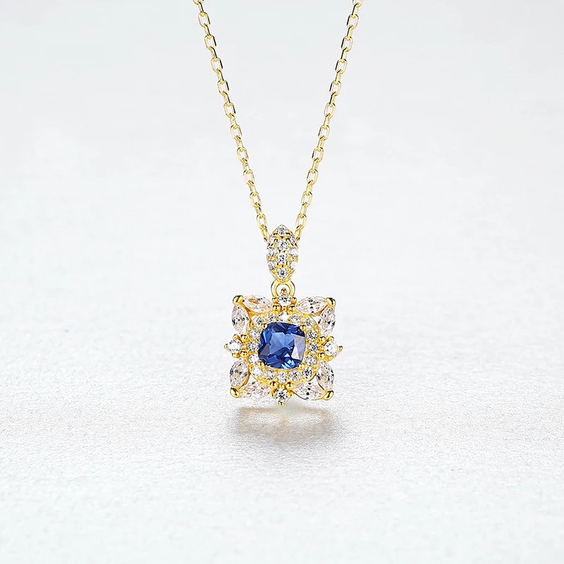 Charms Topaz Pendant Necklaces for Women Wedding Engagement Fine   Sterling Silver CZ Flower Kolye_voghion.com