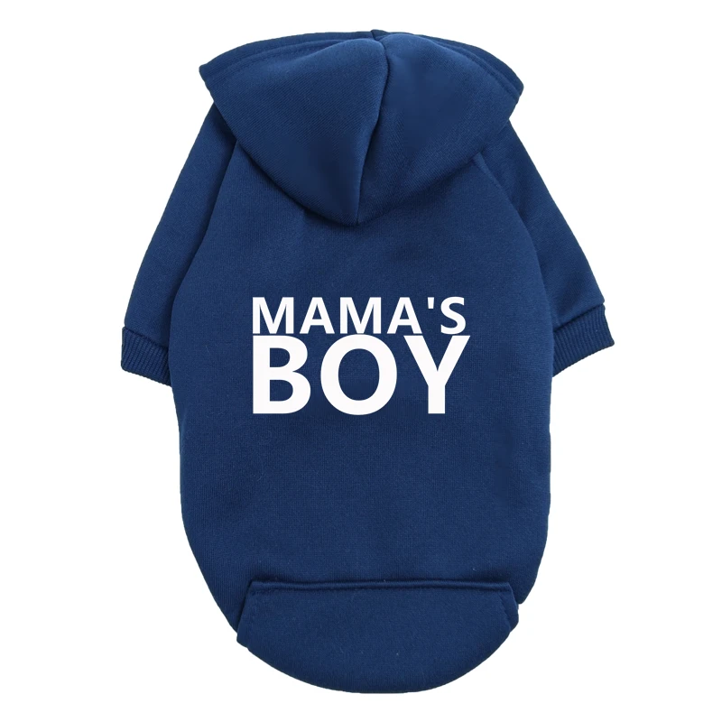 Sudadera con capucha de forro polar para perros pequeños mama's boy_voghion.com