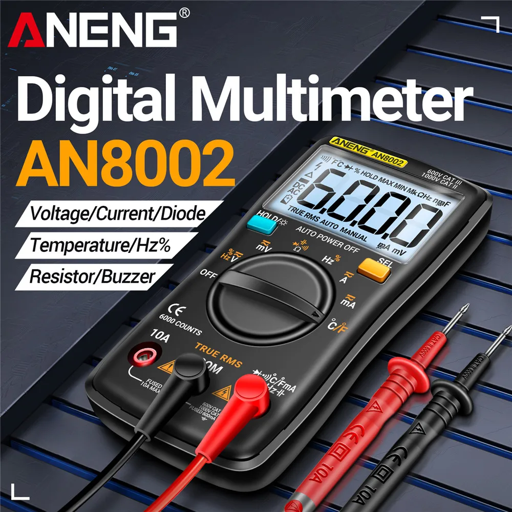 ANENG AN8002 Multimeter 6000 Counts Backlight Lightweight Pocketed Multitester Smart Electrical Measurement Instruments Tools