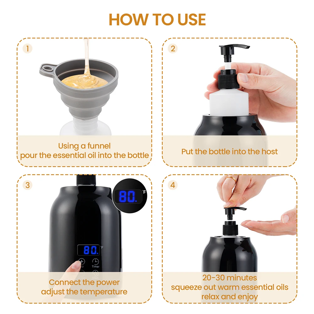 Massage Oil Heater Lotion Essential Cream Bottle Warmer LED Display Temperature Control Quick Heating Body Oils For Salon SPA