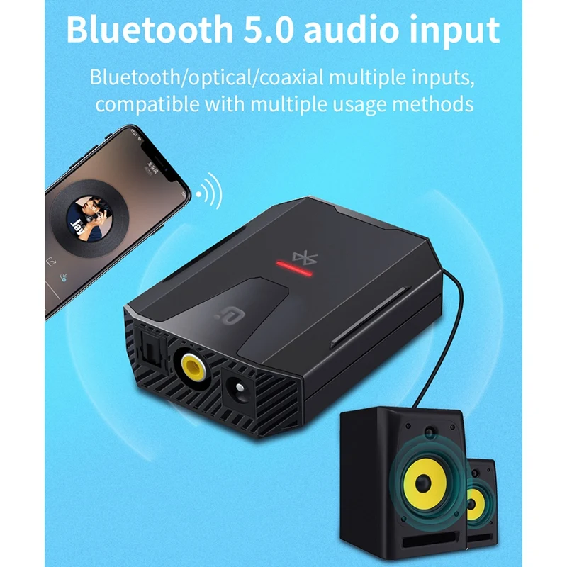 디지털-아날로그 오디오 변환기, 블루투스 5.0, 토스링크 동축 신호, RCA R/L 오디오 디코더 DAC 증폭기 (EU 플러그)
