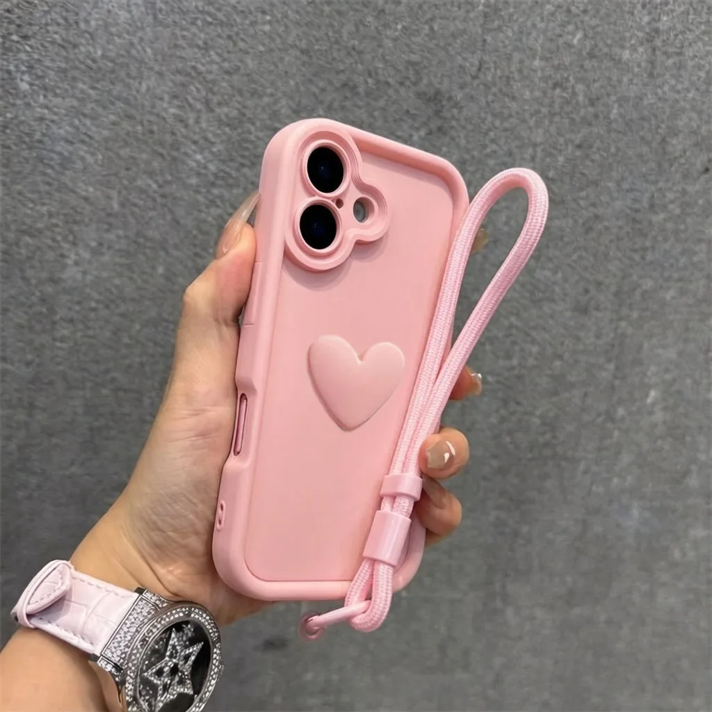 Chic Love Heart Hand Strap Soft Silicone Back Cover