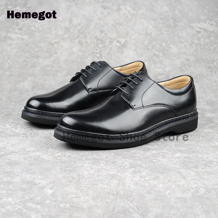 Men's Black Leather Dress Shoes British Style Business Lace Up Handmade Casual Plus-Size