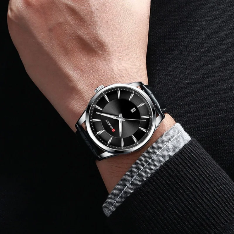 CURREN 8365 Orologio al quarzo da uomo Cinturino in pelle casual Orologio automatico da uomo con data Top Luxury Brand Orologi da lavoro per uomo Reloj  1511