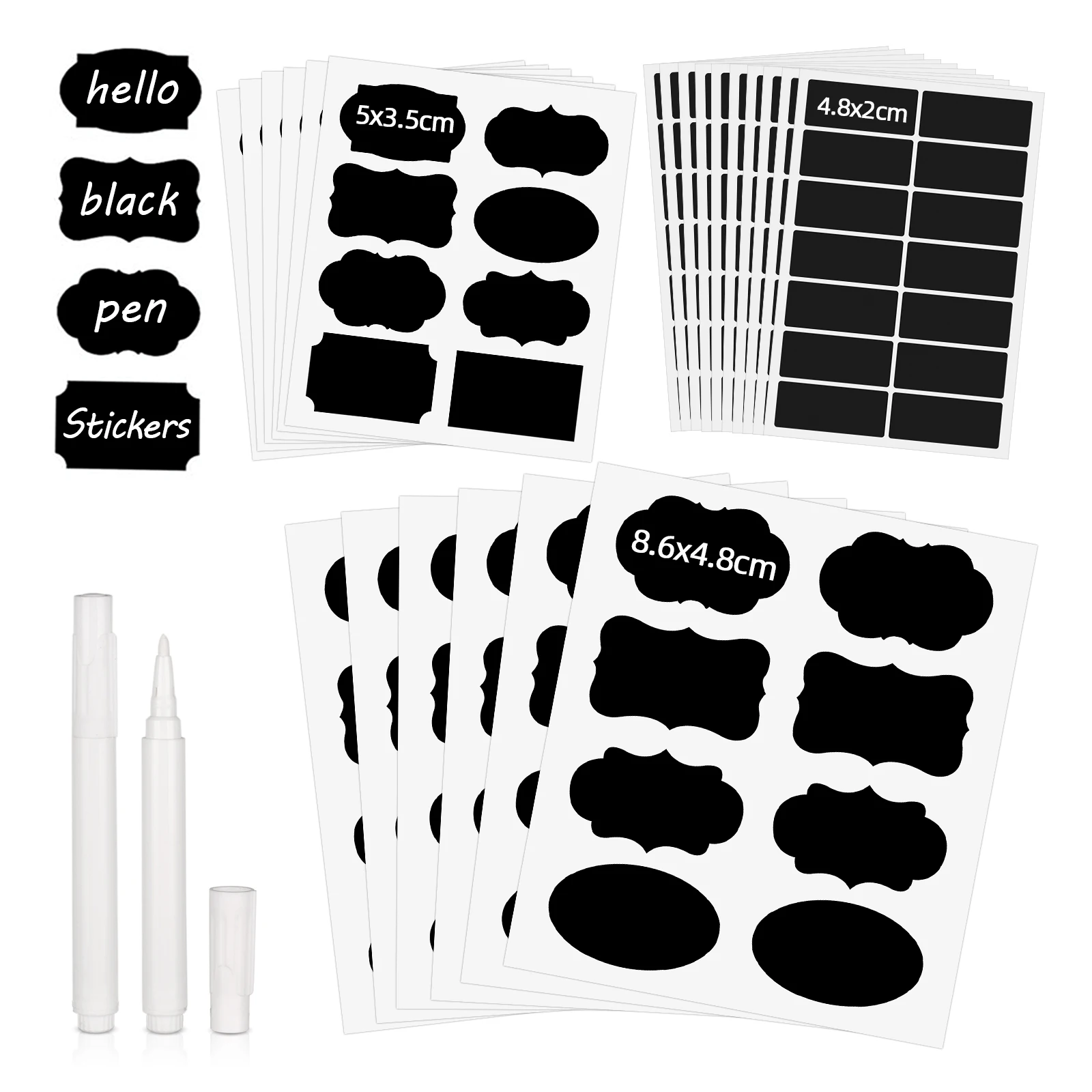 236pcs Spice Jars Stickers Waterproof Kitchen Label Sticker Storage Jar Spice Blackboard Sticker With 2pcs Erasable Marker Pens