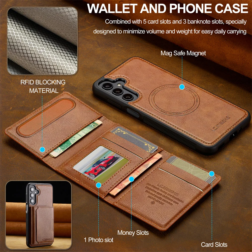 Detachable Magnetic Wallet Phone Case with MagSafe Compatibility